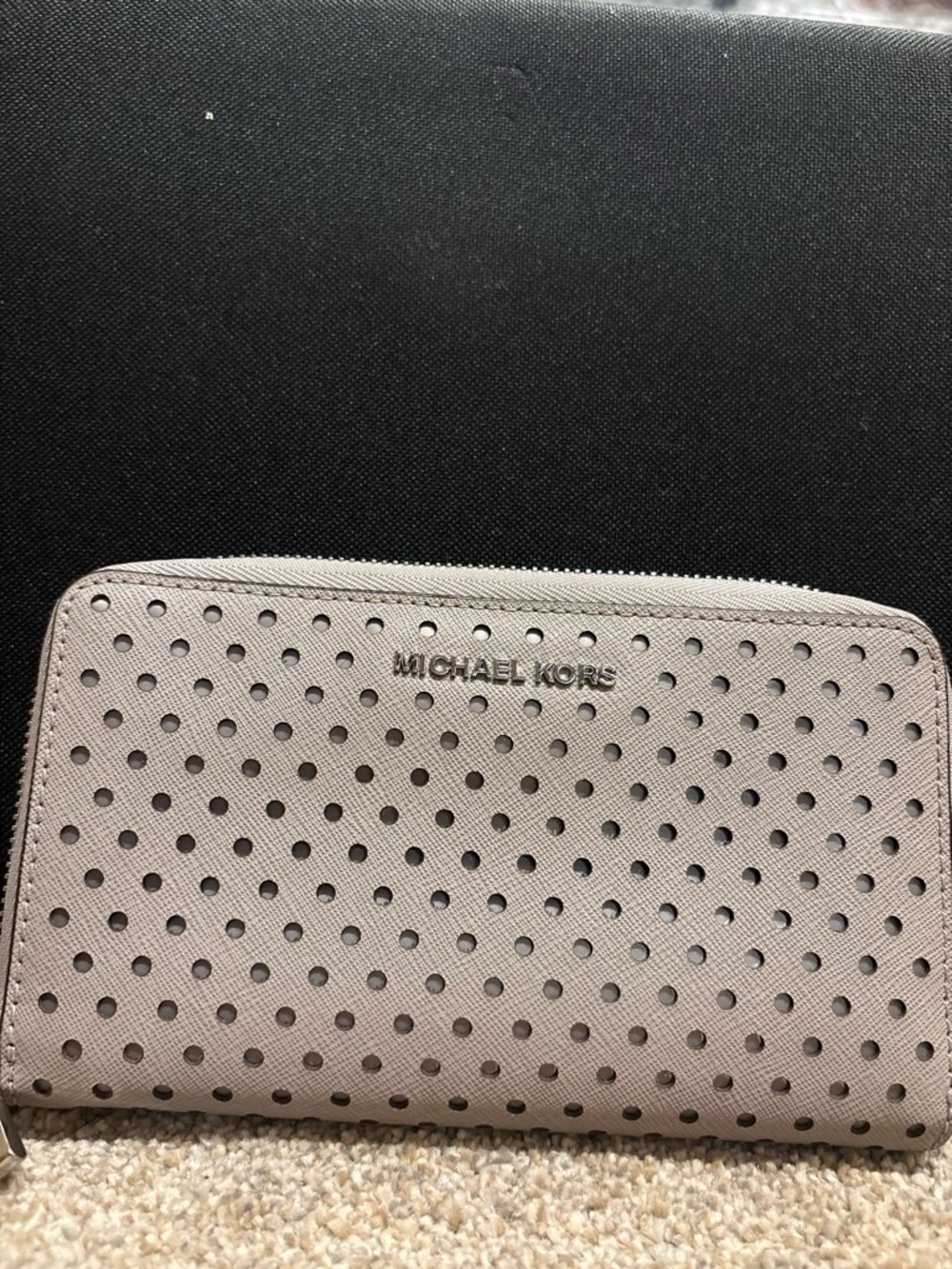 Michael Kors Perforated Zip Wallet in Taupe